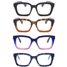 DXYXYO Reading Glasses 1.25 Women Blue Light Blocking Men Oversized Rectangle Computer Readers 4 Pack Retro Fashion Oprah Style Square
