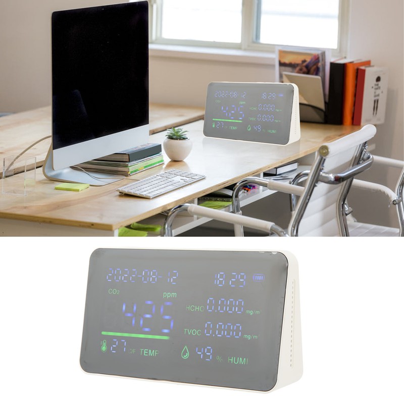 Air Quality Monitor CO2 Detector USB Charging Carbon Dioxide HCHO