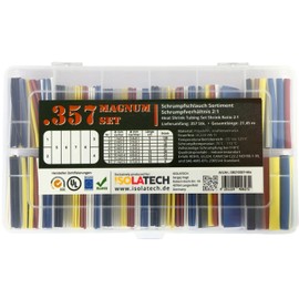 ISOLATECH Magnum Heat Shrink Tubing Blank Transparent Set Box Mix 2:1 without Glue 357-Piece