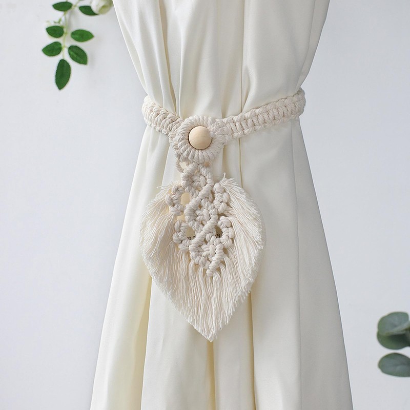 2Pcs Soft Rope Tassel Curtain Pull Backs Fashionable Hand Knitting