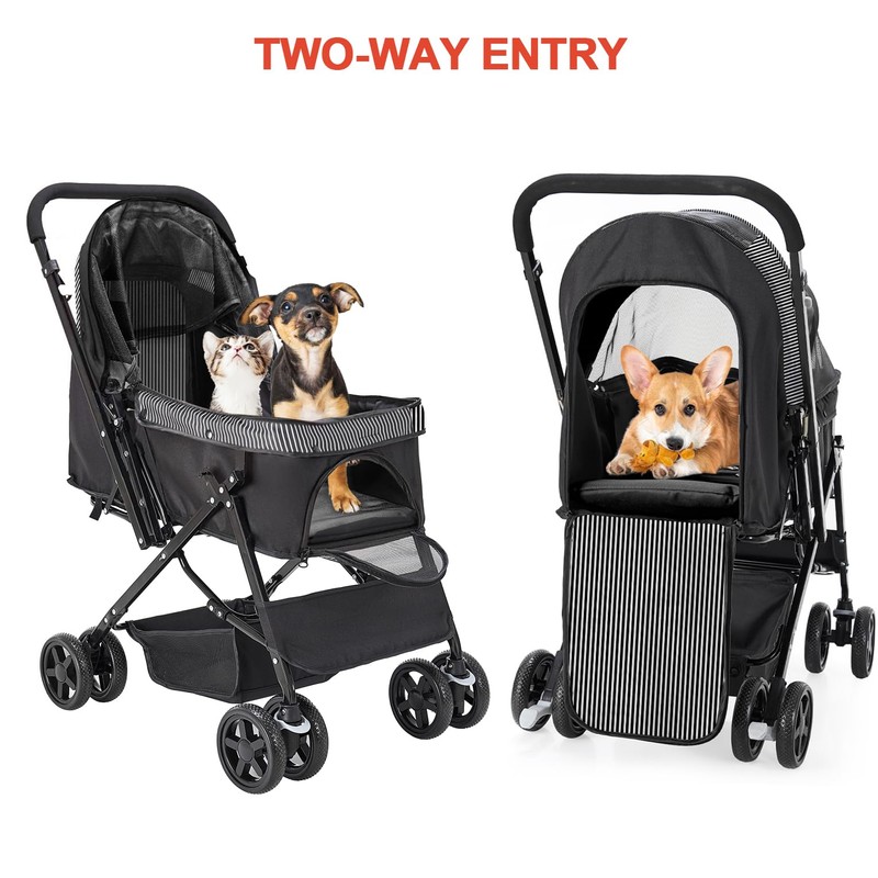LPOTIUS Lightweight Dog Stroller with Reversible Handle for Medium Small