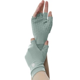 PIQIDIG Unisex SPF Fingerless UPF 50+ Men's Women's Sun Protection Driving Gloves Mittens Silicone Gel Light green XL