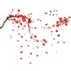 3D Red Plum Blossom Wall Decals Red Flowers Blossom Tree