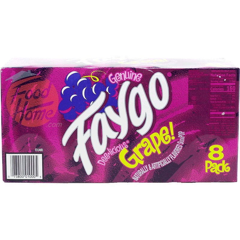 Faygo Grape! flavored soda pop. 8-pack 12-fl. oz. cans in