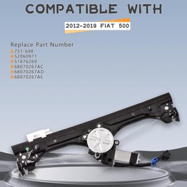 Predep Front Left Driver Side Window Regulator Assembly w/Motor Compatible for Fiat 500 1.4L 2012-2019 Driver Door Window Regulator Assembly