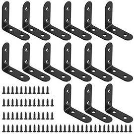 Glarks 15 Sets 50mm Black L Bracket Right Angle Bracket Corner Brace Joint Bracket Fastener for Wood Chair Bookshelf Board Window Furniture Cabinet (50x50x2mm)