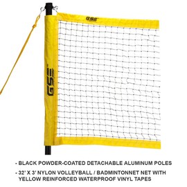 GSE Volleyball and Badminton Combo Set with Net, Portable Volleyball Net Set System for Backyard Lawn/Beach, Adjustable Height Steel Poles, PU Volleyball with Pump and Carrying Bag(Professional Set)