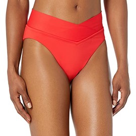 La Blanca Womens Island Goddess Cross Over High Waist Swimsuit Bikini Bottoms, Cherry, 4 US