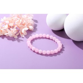 CrystalTears Rose Quartz Healing Crystal Bracelet 8mm Natural Gemstone Bead Bracelets for Women Quartz Crystal Stone Stretch Bracelet Crystal Mothers Day Gifts for Mum Women Girls