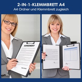 Vonsera Clipboard A4 Writing Case A4 with 2 Clips Clipboard with Lid Clipboards for Office School Construction Site Blue