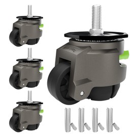 QXYJLCN 4-Pack Heavy Duty Retractable Leveling Stem Casters - 1/2" & M12 Stem Sizes, 2200 Lbs Total Capacity, Adjustable with Ratchet Handle - Ideal for Workbench, Machine, Equipment