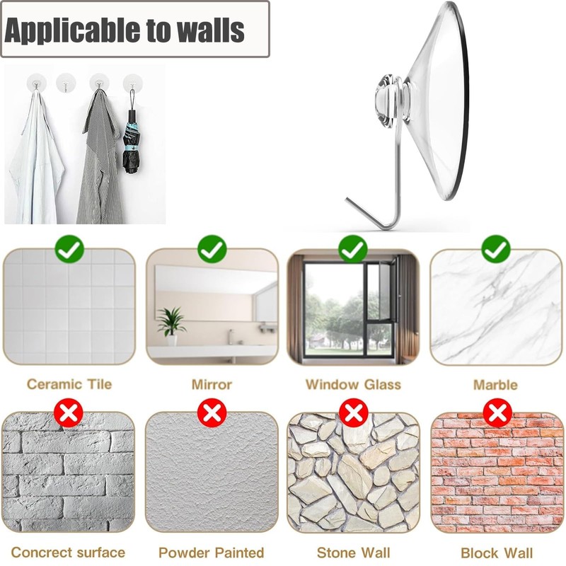 SLshiBo Suction Cup with Hooks, Pack of 40 Suction Hooks,