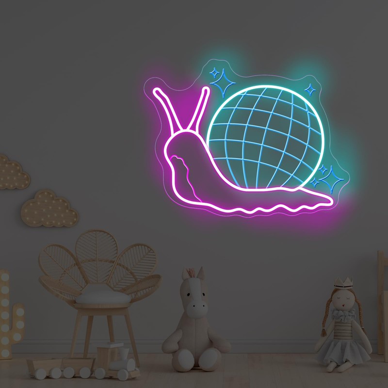 Disco Ball Snail Neon Sign, LED Wall Light for Bedroom