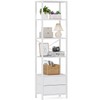 Furnulem 5-Tier Corner Shelf, Narrow Bookshelf with 2 Storage Drawers,
