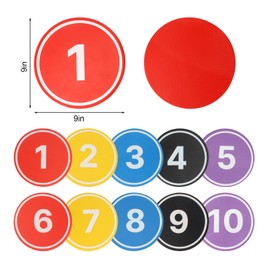 FMTYAOIU 10PCS Anti-Slip Spot Markers Floor Spots,9 Inch Poly Spot Markers with Bag,Round Flat Floor Markers with Football,Basketball Training, Sport Activities and Exercise