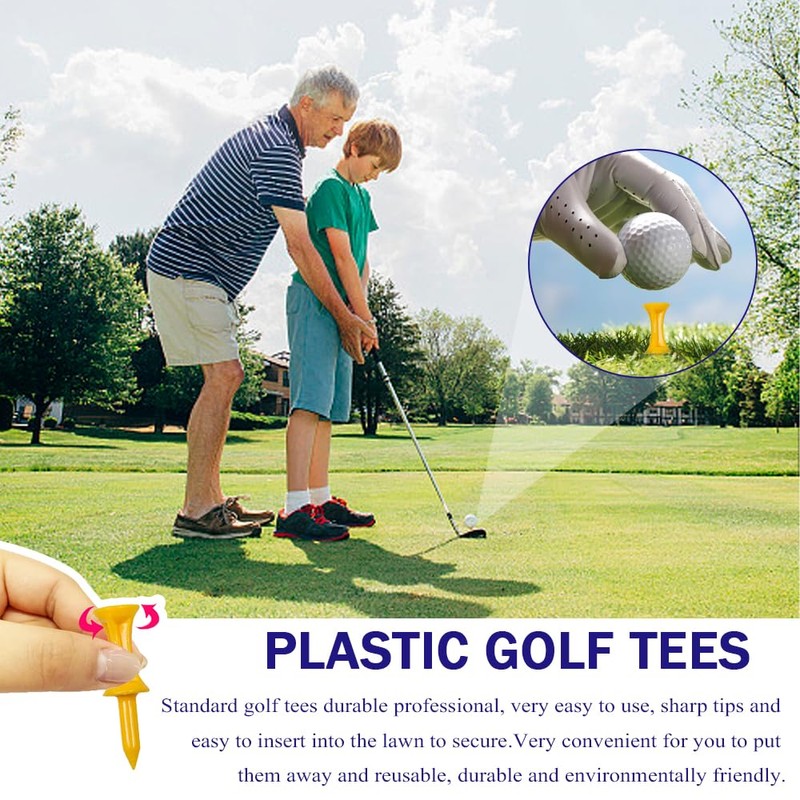 TRKETK 60 Pcs Mixed Sizes Castle Golf Tees Plastic Golf