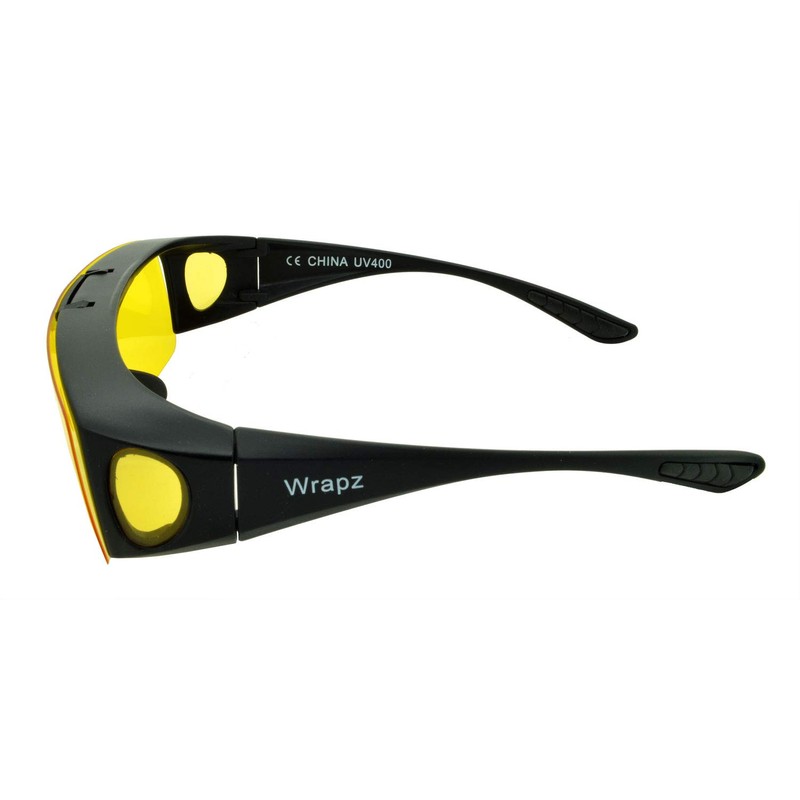 WrApz 8118 Polarised Fit Over Sunglasses Matte Black with Yellow