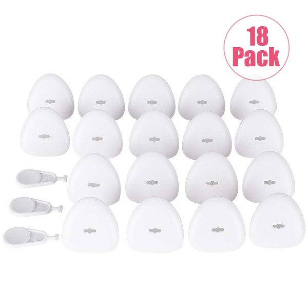 EUDEMON Three-Hole Socket Covers Baby Safety Outlet Plug Covers to Prevent Electric Shock (18 Pack, White)