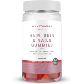 Myvitamins Hair, Skin and Nails Gummies – Biotin Hair Growth, Zinc & Vitamin C – Hair Vitamins for Women & Men – Hair Growth & Skin Support – Strawberry Gummies – 60 Vegan Chewable Supplements
