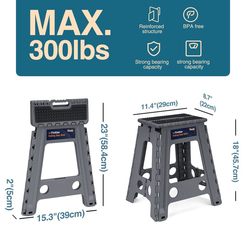 Flottian 18" Folding Step Stool for Adults and Kids Holds