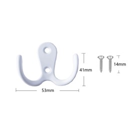 Xuamaea 4 Pcs Double Fork Vintage Coat and Hat Hook with 8 Screws,Heavy-Duty Metal Door Hook for Hanging Robes,Towels,Jackets,Shirts,Bags, and Hats-White