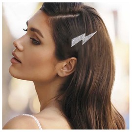 Yheakne Vintage Crystal Thunder Hair Clip CZ Lighting Stud Hair Clip Silver Rhinestone Pin CZ Hair Clip Headpiece Decorative Headwear Hair Accessories for Women and Girls (Silver)