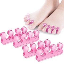 2 Pares Separador de dedos, piespie cavo，bunion corrector ，endrezadores Pie ortopédicos pintarse las uñas de los pies，correctores de hallux valgus, alivio de juanetes (Rosa) (rosa)