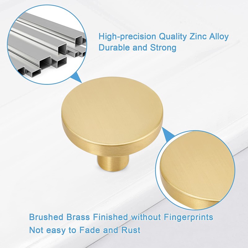 Furniture Knobs Gold, WEAVERBIRD 4 Pieces Zinc Alloy Brushed Brass