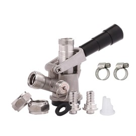 All 304 Stainless Steel D Sankey Keg Coupler, Commercial Sankey Kegerator D System Keg Tap Coupler Dispenser Draft Beer Line Gas Brewing Tubing with Check Valve Sealing Washer Hose Clamp