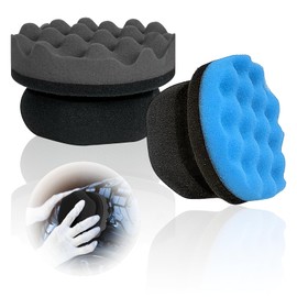 2 Pack Tire Shine Applicator Pad,Wave Pattern Tire Dressing Applicator Sponge, Car Cleaning Supplies After Car Wash Tire Cleaner,Reusable Foam Pad for All Tire Types & Interior Cleaning