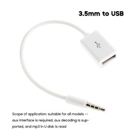 HYROOY 3.5mm Male to USB Female Converter Cable for Car AUX and External USB Drive