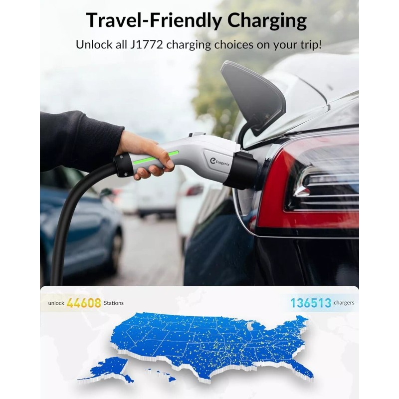 Ecogenix J1772 Charging Adapter 80A 250V AC For Model 3