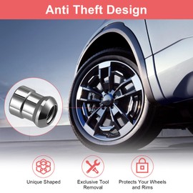 Wheel Lock Lug Nut Set for Honda CR-V Civic Accord Fit Insight, Anti-Theft Chrome Alloy Lug nut Lock, Wheel Locks Lug Nuts 13/16" Hex Key Cone Seat Replace #08W42-SCV-102
