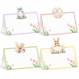 Easter Place Cards – 40 Pack Watercolor Bunny & Egg Pastel Spring Name Cards, Easter Table Decor & Party Supplies for Dinner, Brunch & Holiday