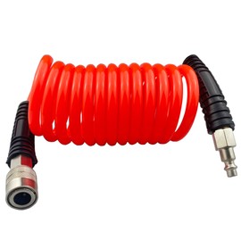 Darnassus Polyurethane Recoil Air Hose, Air Compressor Hose with 1/4" Swivel Fittings, for Industrial, Household, Garage, Station (10 FT, Red)