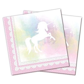 Procos Partyware 84861 89342 - Servietten Believe in Unicorn, 20 Stück, Größe 33 x 33 cm, Mundtuch, Kindergeburtstag, Partygeschirr, Tischdekoration