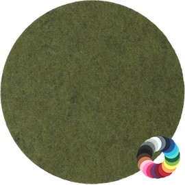 Round Place Mat Felt Coaster in 35 cm, Green Mottled (HF031) for Glasses, Food, Table Decoration