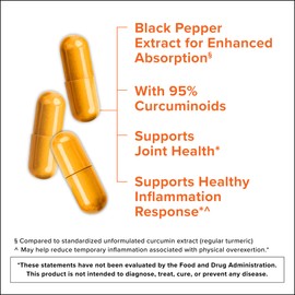Qunol Turmeric Curcumin with Black Pepper, 2250mg Turmeric Extract with 95% Curcuminoids, Extra Strength Turmeric Supplement, Enhanced Absorption, Joint Support Supplement, 90 Vegetarian Capsules