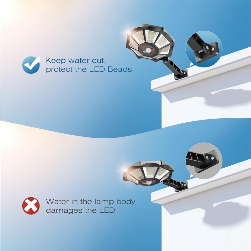 OKPRO Solar Lights Outdoor, 168LED 6500K Flood Light Dusk to