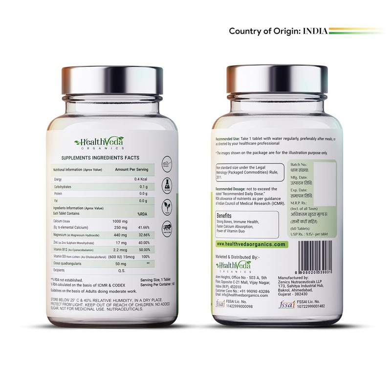 Generic Organics Calcium, Magnesium, Zinc with Vitamin D3 & B12,