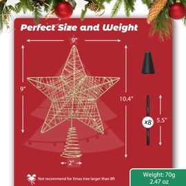 Christmas Tree Topper, Star Tree Topper with Holder, Christmas Tree Topper for Christmas Tree, Decorative Rustic Tree Topper for Christmas, Thanksgiving, New Year, Holiday Decorations