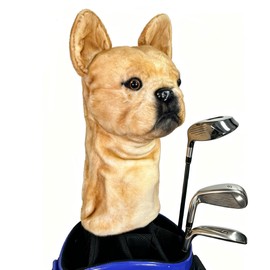 FurryClone Realistic Golden French Bulldog Golf Club Head Cover - Ideal for 450CC & 460CC Clubs - Premium Protection & Adorable Design
