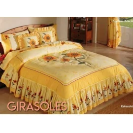 PRIMAVERA COMPETITION Edrecolcha Girasoles Matrimonial C/cortinas Y 2 Cojines