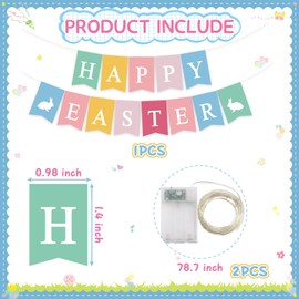 Happy Easter Banner Colorful Happy Easter Bunny Banner Easter Garland Banner Spring Easter Party Decorations for Mantle Fireplace Supplies
