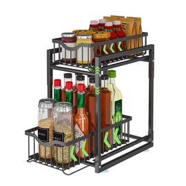 YunNasi Unterschrank Organizer, Gewürzregal, 2 Ausziehkörbe, Multifunktionaler Organizers für Schrank, Küche, Küchenschrank Badezimmer | 2-Tier Spice Rack, Dishwasher Shelf, Multifunctional Organiser for Cabinet, Kitchen, Kitchen Cabinet, Bathroom