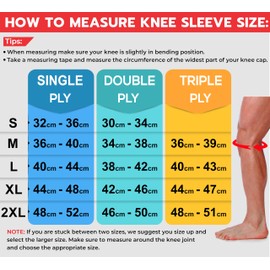 AQF Gym Knee Sleeves Weight Lifting – Single, Double & Triple Ply Knee Straps for Gym Powertlifting, Deadlifts, Squats