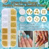 3D Beach Nail Charms Golden Seashell Tropical Ocean Pearls Beads