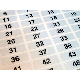 31x10mm, Black on Silver Labels, Consecutively Numbered 1 to 100, Durable Plastic Consecutive Numbering Stickers