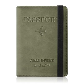 Czyan Passport Cover, Faux Leather Protective Passport with RFID Blocking Protective Cover, Vaccination Card, Protective Case for Credit Cards, ID and Travel Documents, Green, Compact