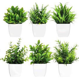 MOONPAI 6 Piezas de Plantas Artificiales,Plantas Artificiales en Maceta,Plantas de Vegetación Falsas para Decoración de Escritorio, Decoración de...  